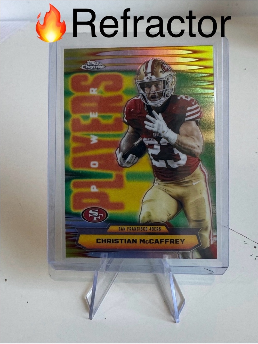 🏈 2025 Christian McCaffrey Topps Chrome Power Players Refractor 49ers NFL Card 🔥